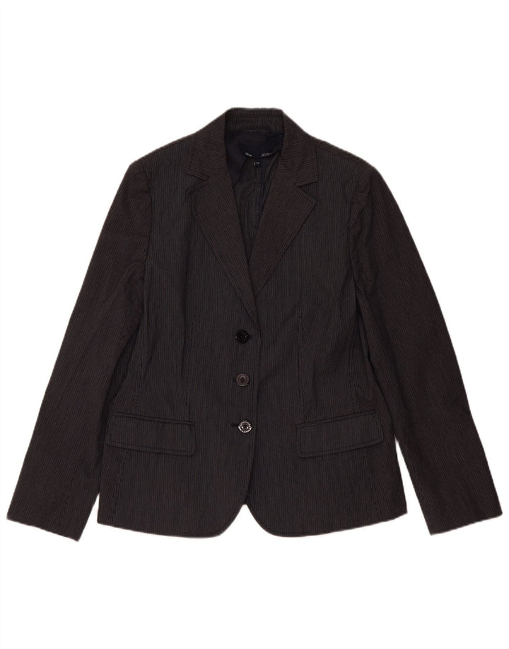 LES COPAINS Chaqueta blazer de 3 botones para mujer IT 46 Grande azul marino a rayas