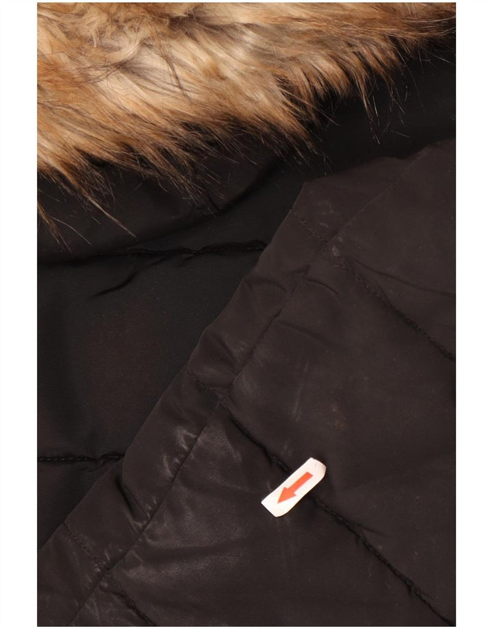 Topshop Chaqueta acolchada con capucha para mujer UK 40 Mediana Poliéster negro