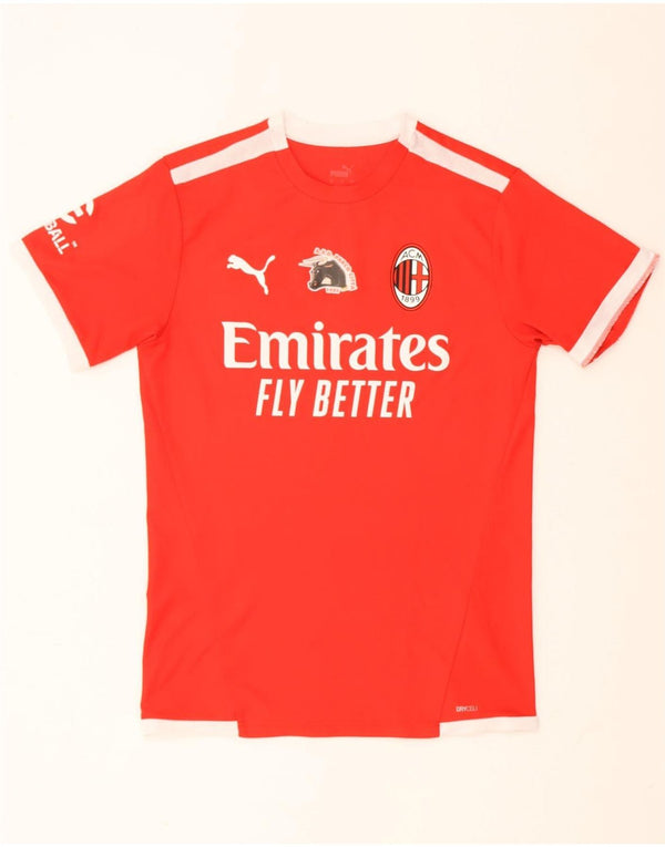Puma Camiseta gráfica del AC Milan para hombre Top pequeño rojo color block Poliéster