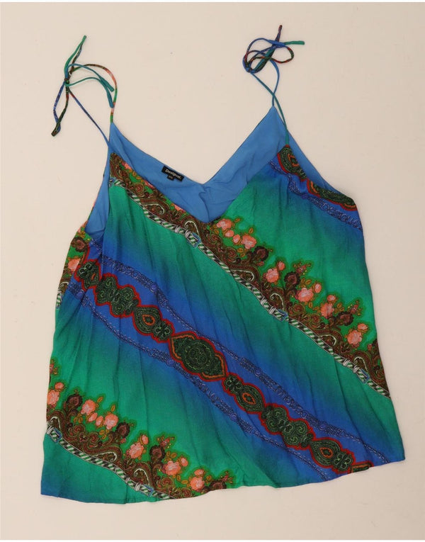 Desigual Top de tirantes gráfico para mujer UK 20 2XL Viscosa de cachemira multicolor