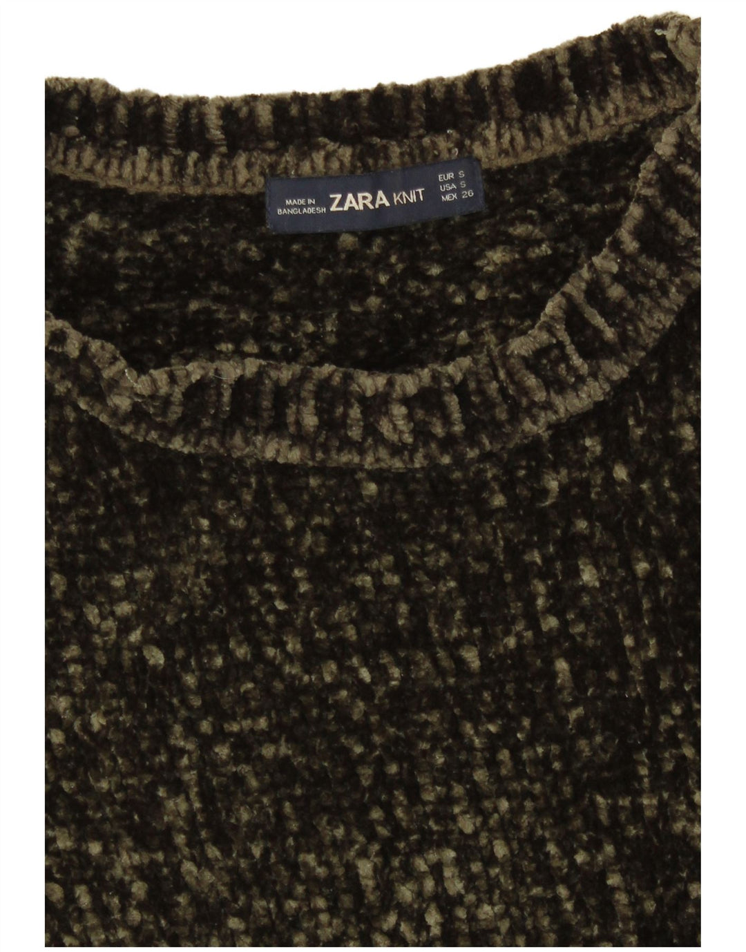 Zara Jersey de gran tamaño con cuello barco para mujer UK 10 Small Caqui Poliéster