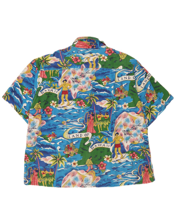 Vintage hombres gráfico manga corta camisa tamaño 45/46 XL algodón multicolor