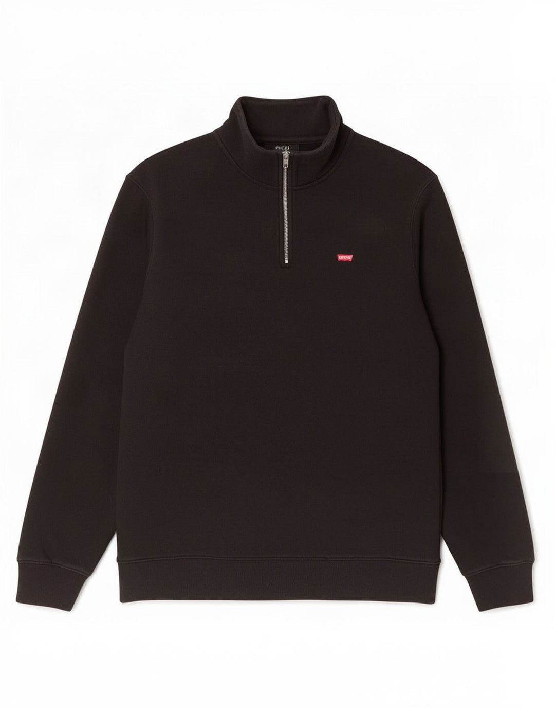 Levi's Sudadera con cuello con cremallera estándar para hombre, jersey de algodón negro grande