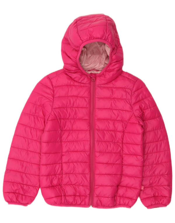 Benetton Cazadora Acolchada Con Capucha Niña 7-8 Años Mediano Rosa Poliamida