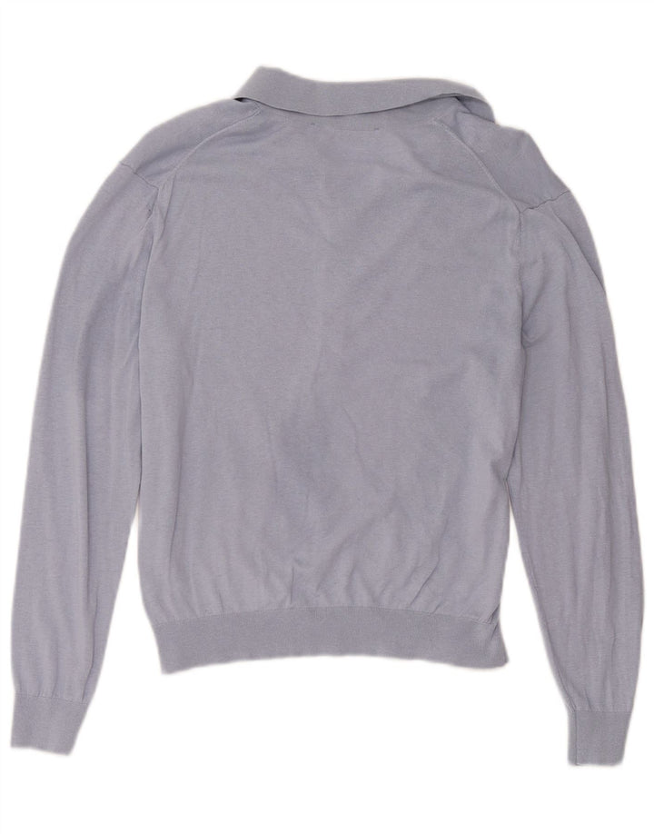 Zara - Jersey de cuello polo para mujer, talla 40, color azul medio