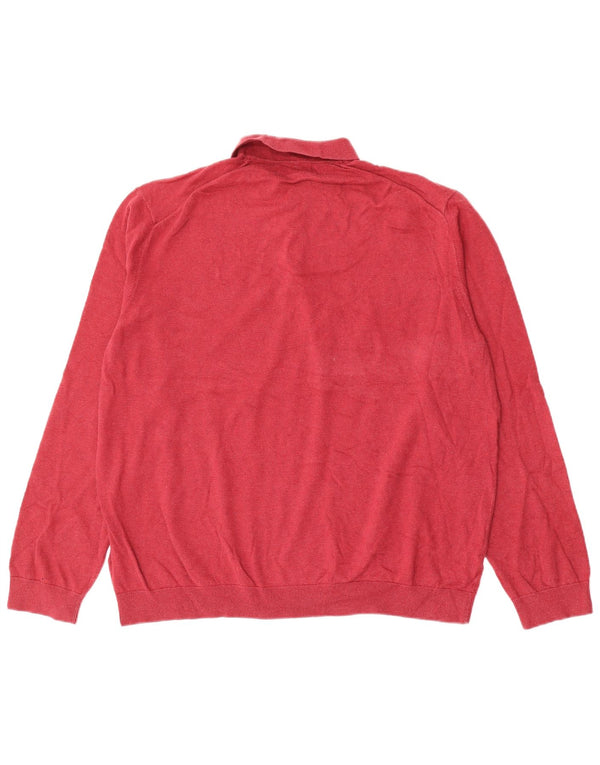Marks & Spencer - Jersey de cuello polo para hombre, talla XL, algodón rojo