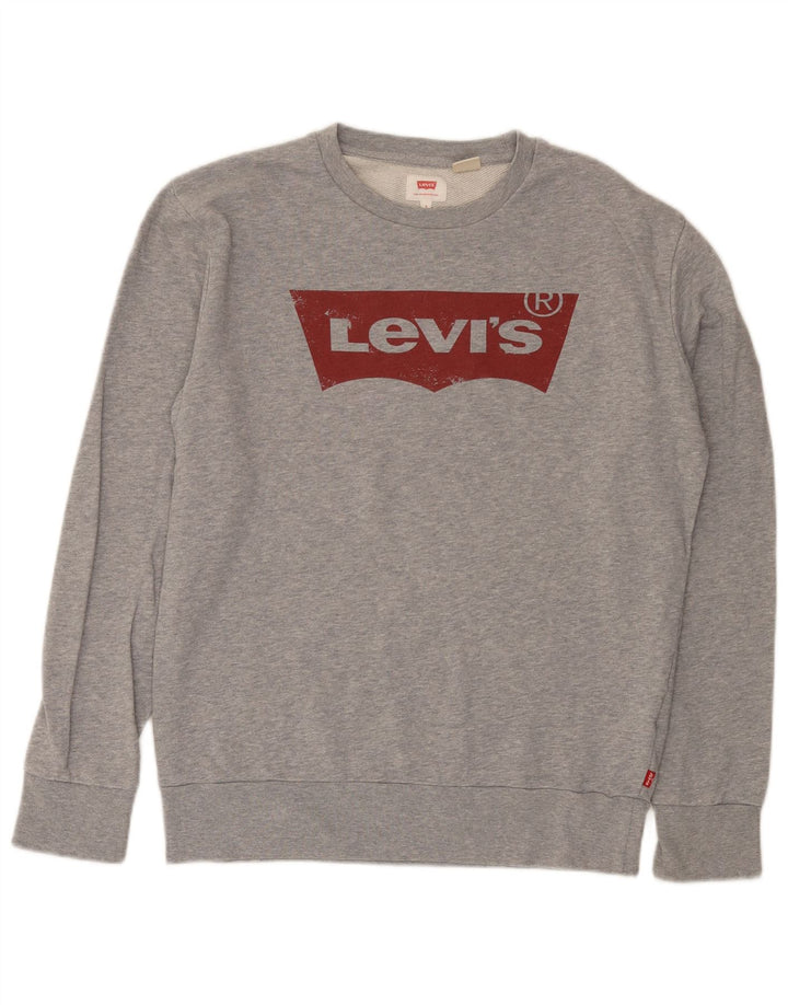 Levi's Hombre Sudadera Gráfica Jumper Small Gris Algodón