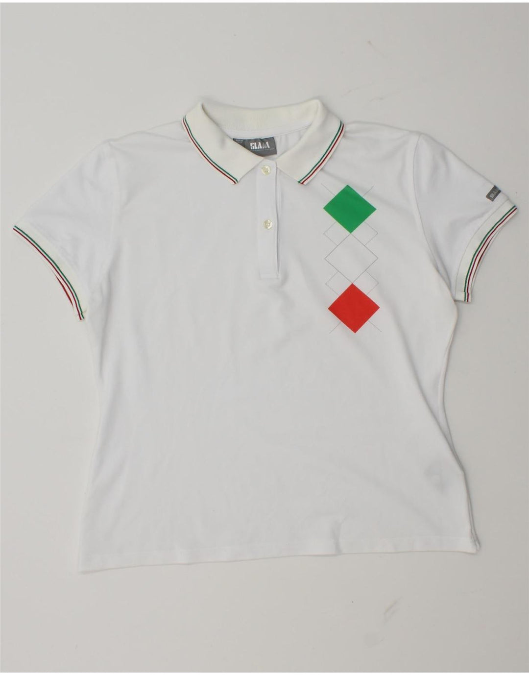 Slam Polo para mujer UK 40 Large Blanco Argyle/Diamond Poliamida