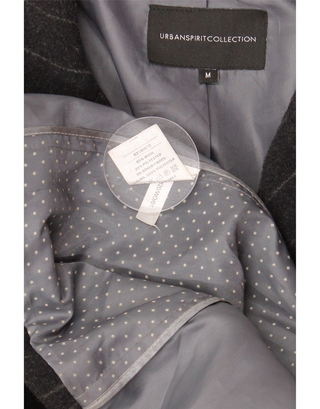 URBAN SPIRIT Abrigo para hombre UK 38 Lana a rayas negra mediana