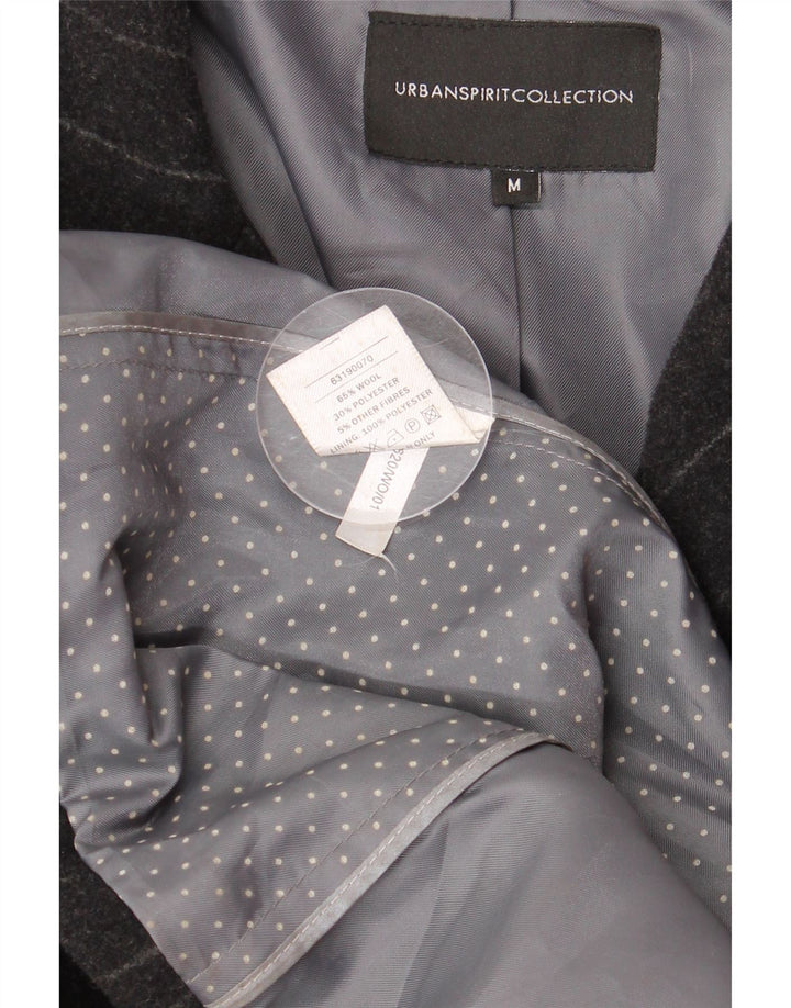 URBAN SPIRIT Abrigo para hombre UK 38 Lana a rayas negra mediana