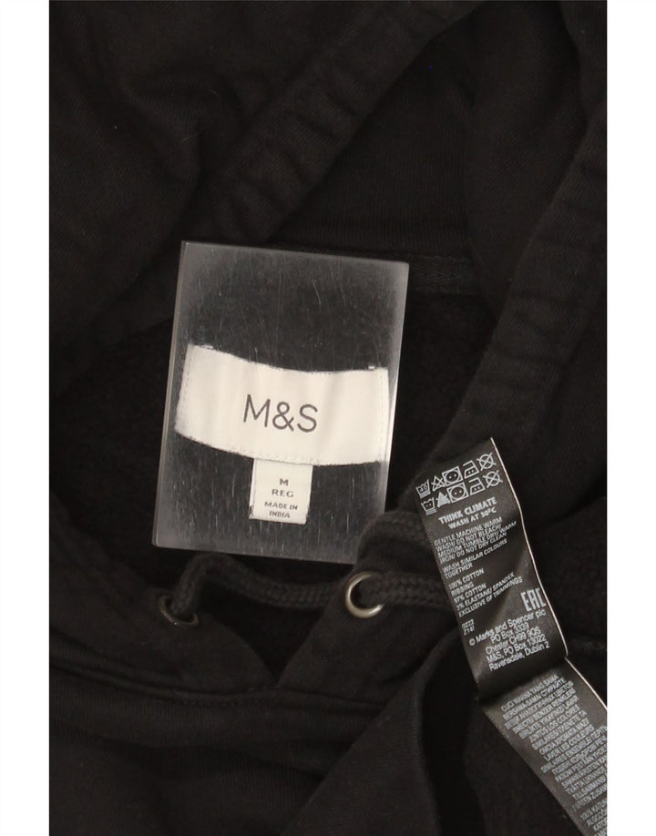 Marks & Spencer Jersey con capucha para hombre, talla mediana, algodón negro