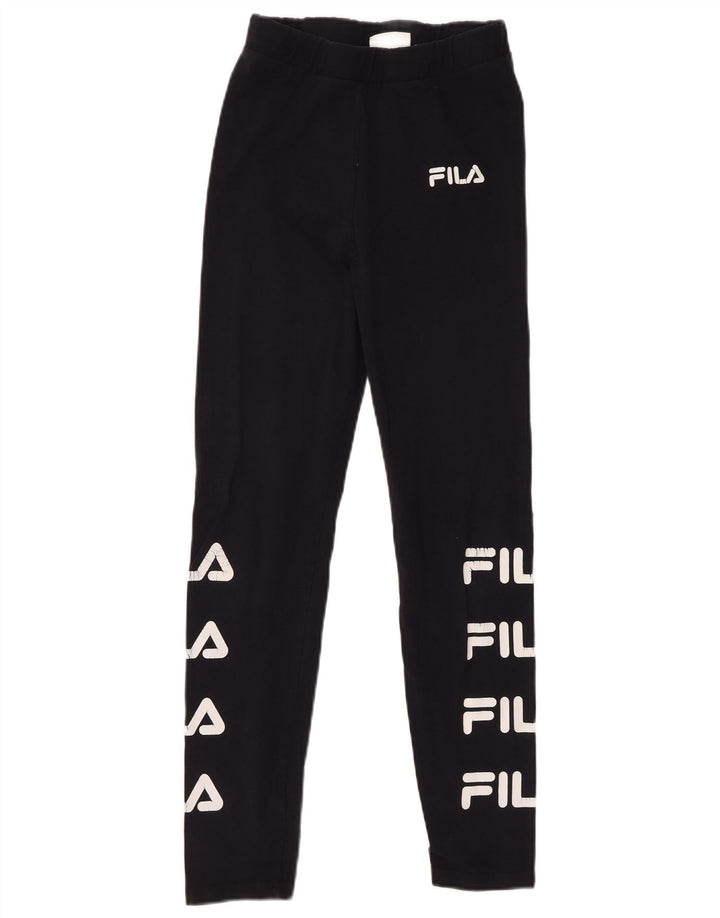 FILA Leggings gráficos para mujer Reino Unido 10 Pequeño algodón negro