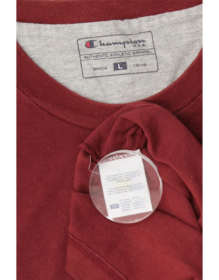 CHAMPION Camiseta gráfica para hombre Top grande de algodón granate