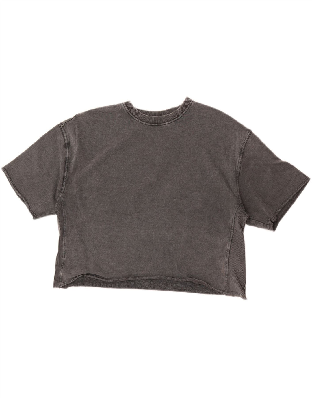 Zara Mujer Crop Camiseta Top UK 44 Algodón Gris Medio