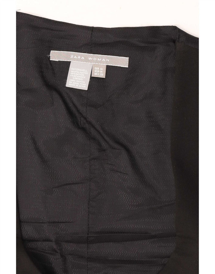 Zara Mujer Chaleco UK 42 Medio Negro Poliéster