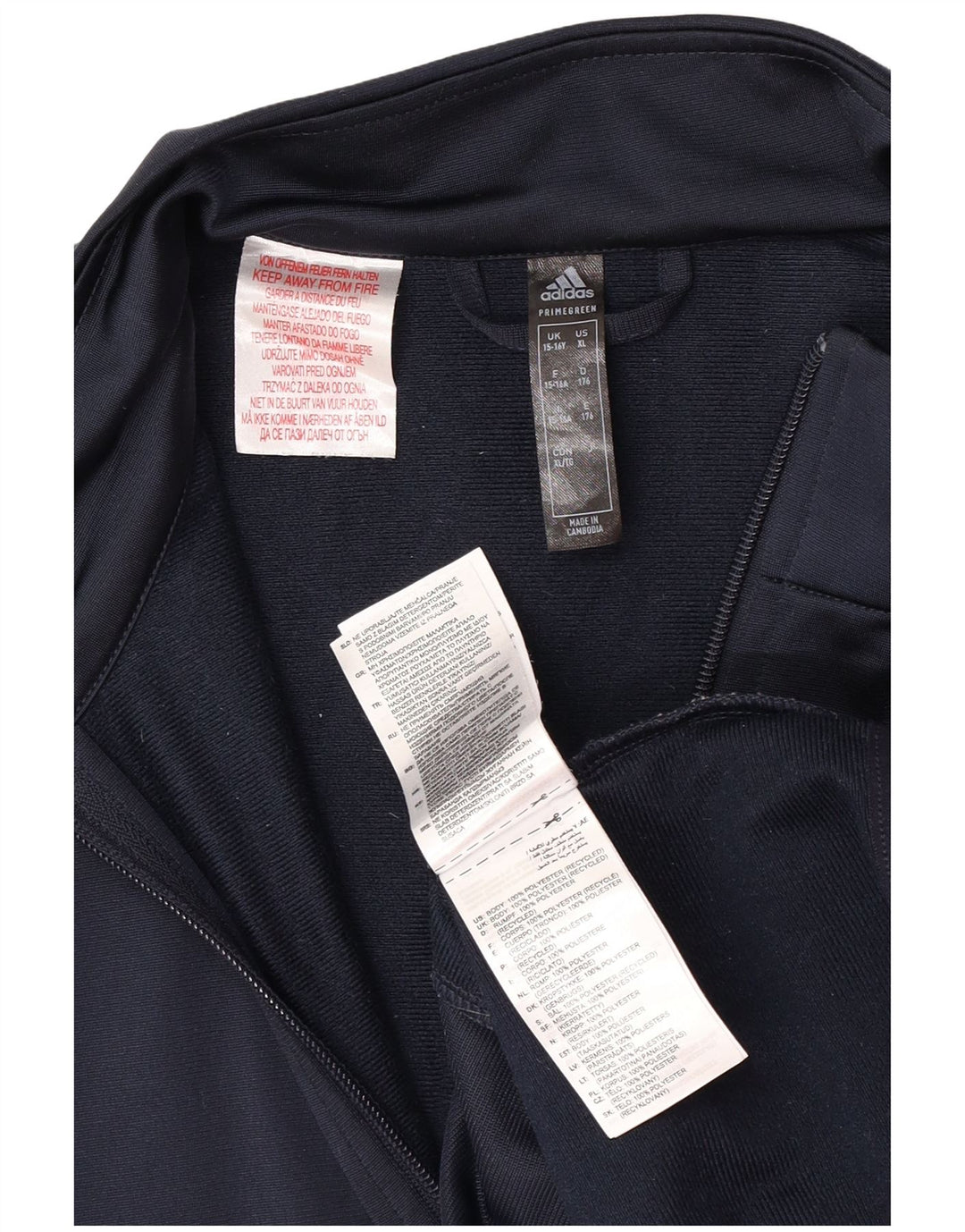 Adidas Boys Graphic Chándal Top Chaqueta 15-16 Años Azul Marino Poliéster