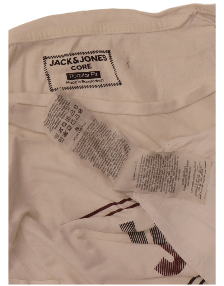 Jack & Jones Camiseta con gráfico de corte regular para hombre Top mediano de algodón blanco roto