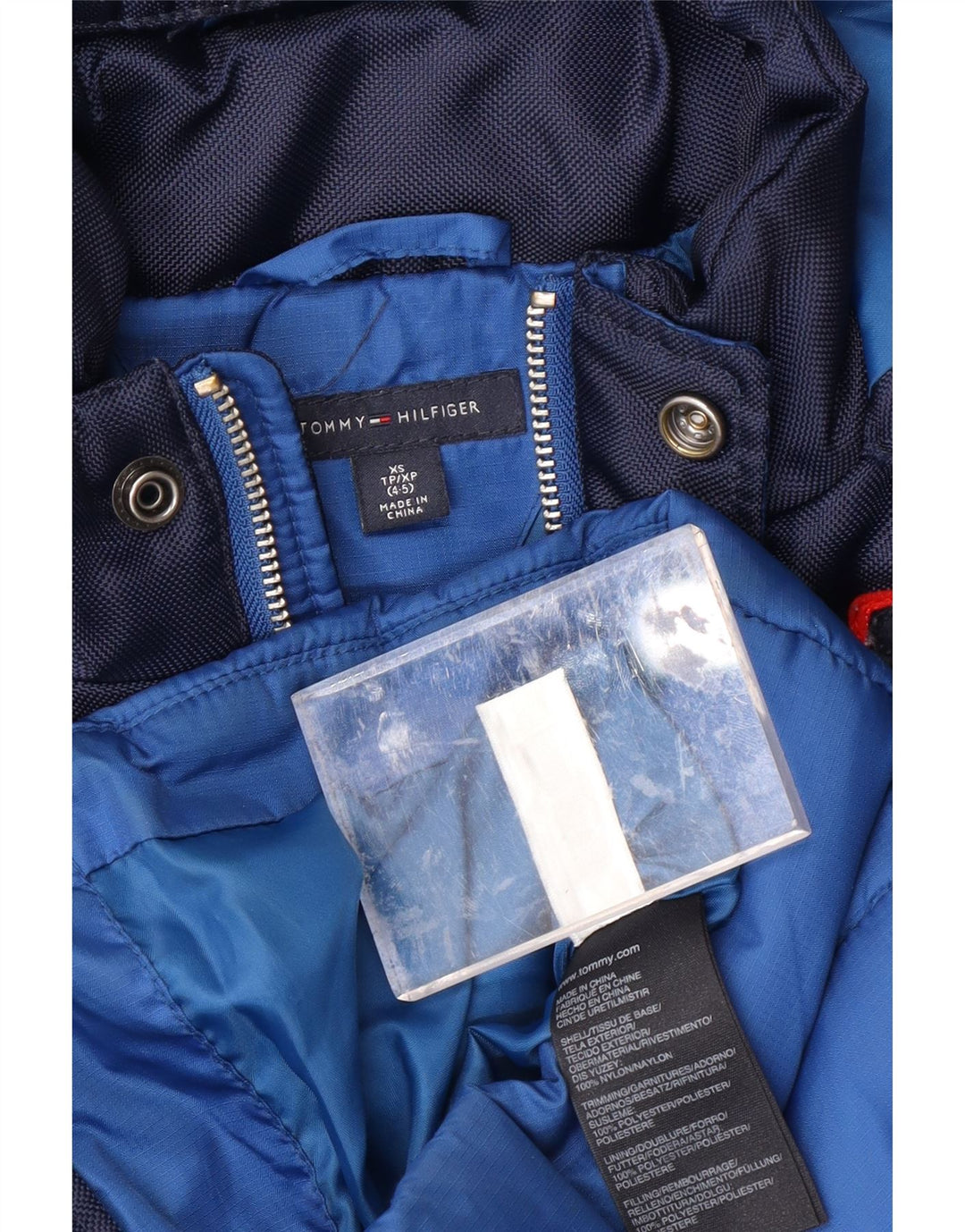 TOMMY HILFIGER Chaqueta acolchada con gráfico para niños 4-5 años XS Azul Colorblock