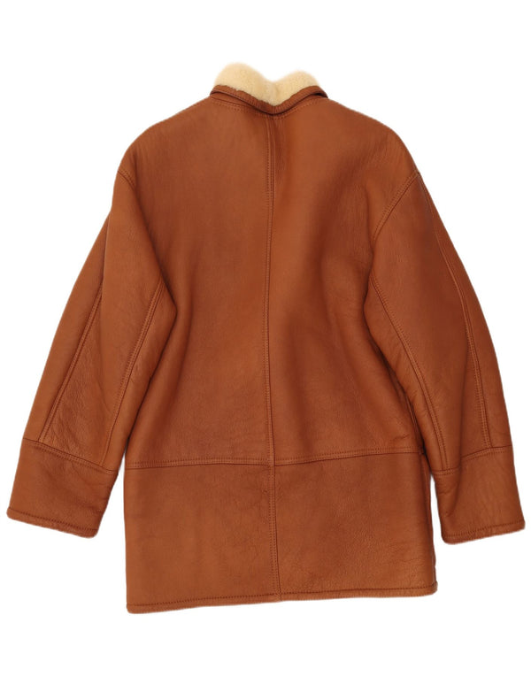 VINTAGE Mens Shearling Jacket IT 52 XL Brown Shearling