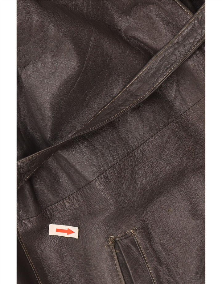 Vintage mujer chaqueta de cuero Reino Unido 16 gris grande