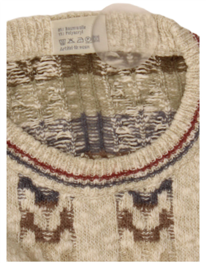 Paco Calvari Jersey De Cuello Redondo Para Hombre IT 50/52 Medium Beige Geométrico