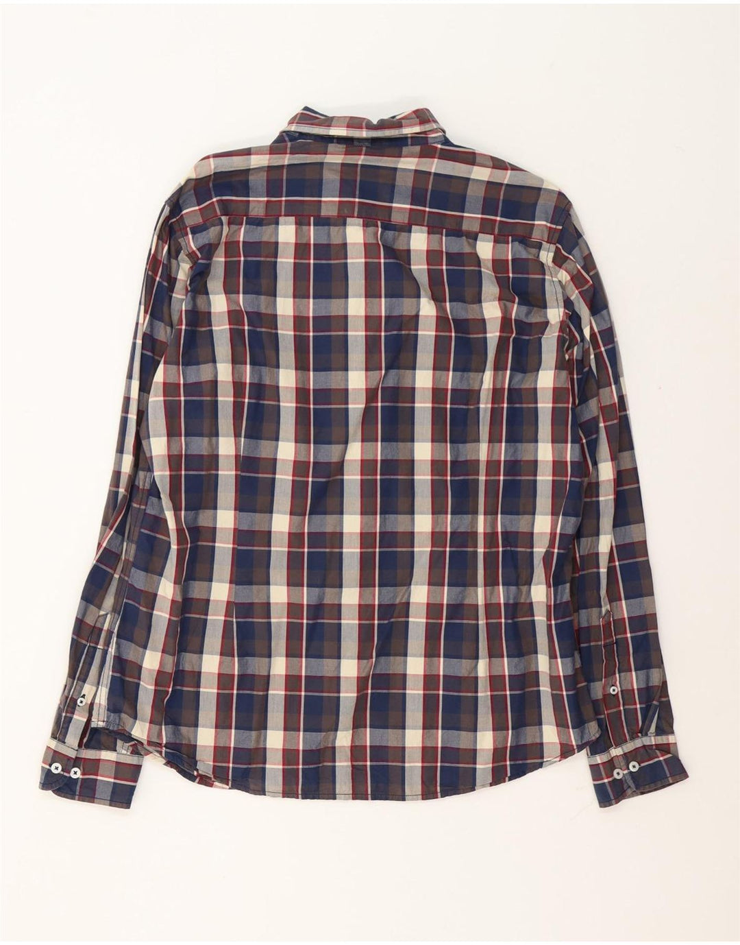 Camisa Benetton Hombre XL Algodón Cuadros Multicolor
