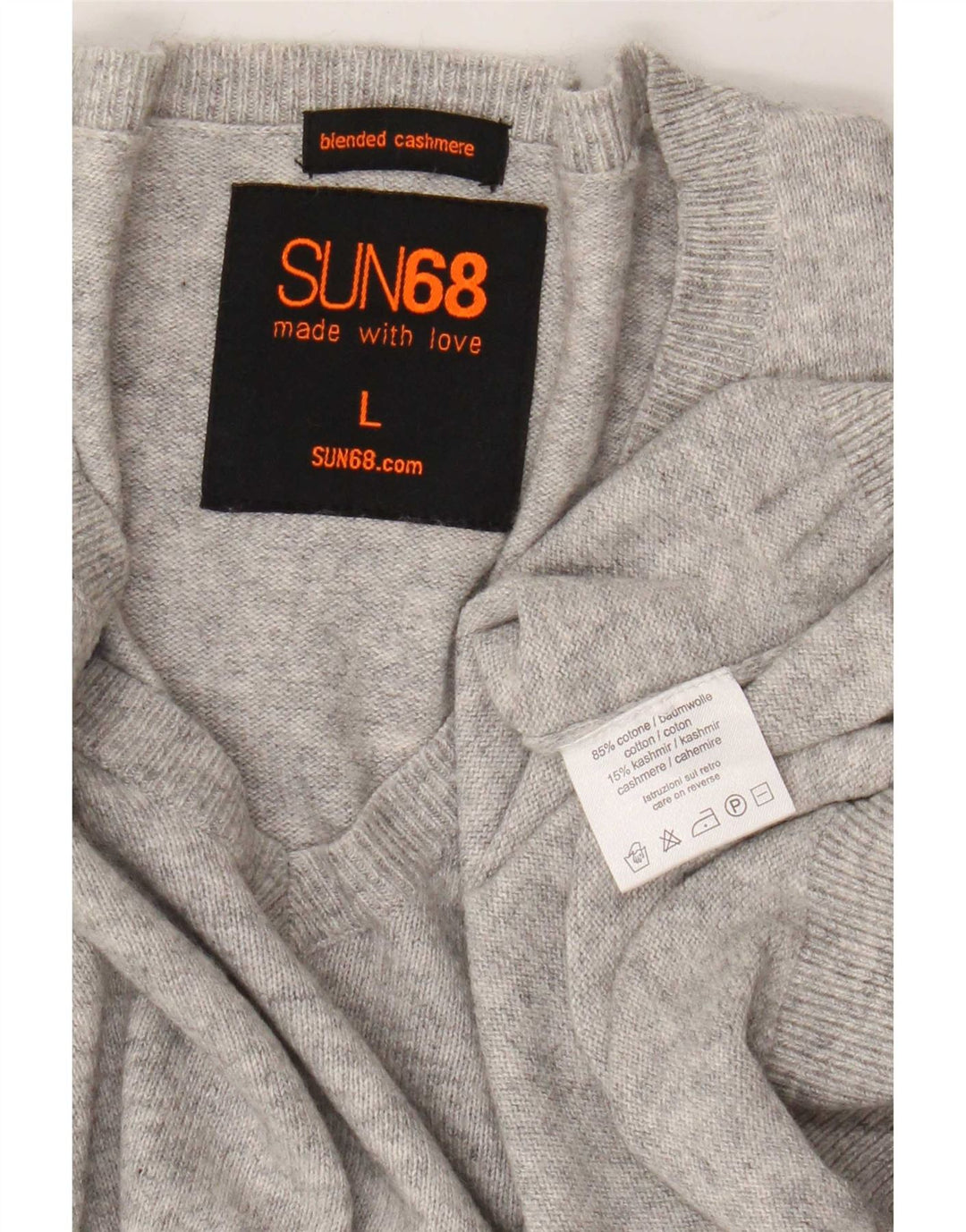 Sun68 - Jersey con cuello en V para hombre, talla grande, algodón gris