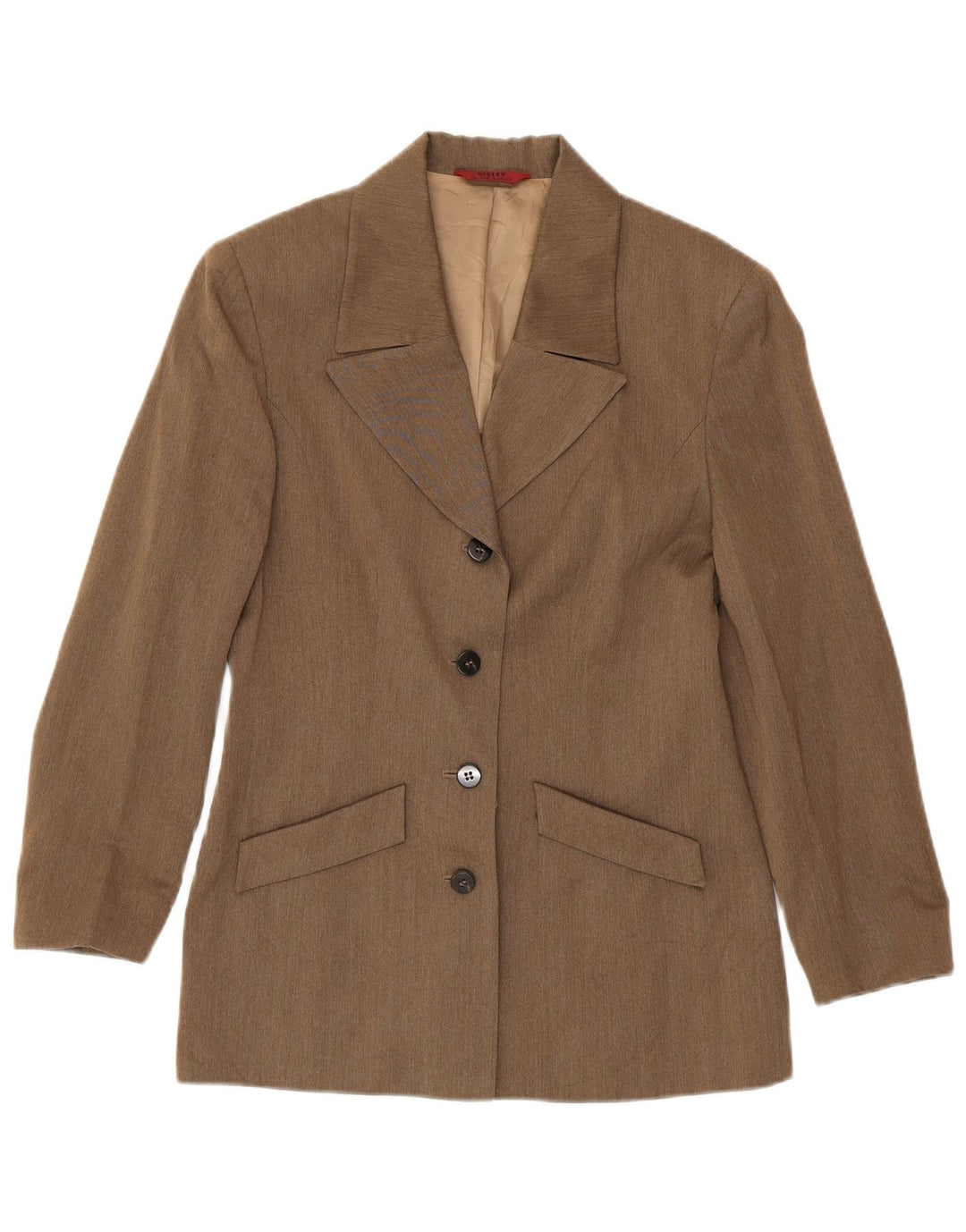 Sisley Chaqueta Blazer de 4 Botones para Mujer UK 10 Small Brown Viscosa