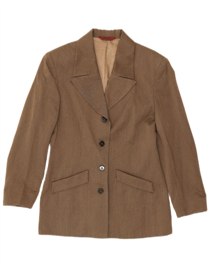Sisley Chaqueta Blazer de 4 Botones para Mujer UK 10 Small Brown Viscosa