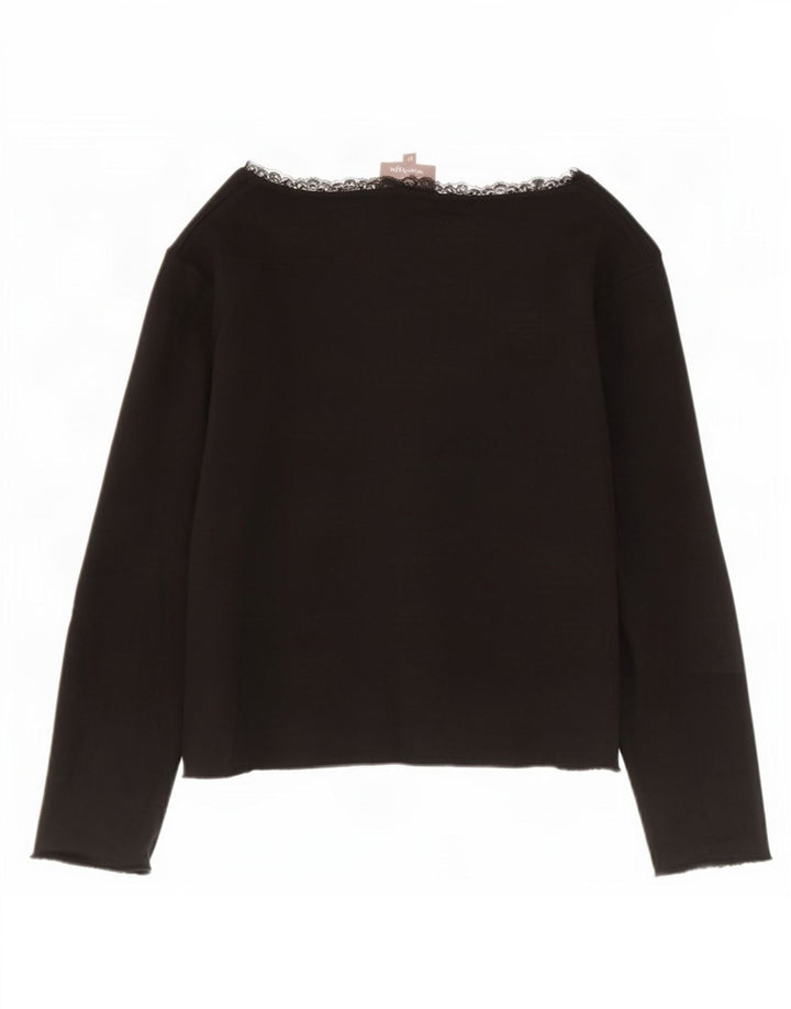 Phase Eight Top corto de manga 3/4 para mujer UK 42 Viscosa negra mediana