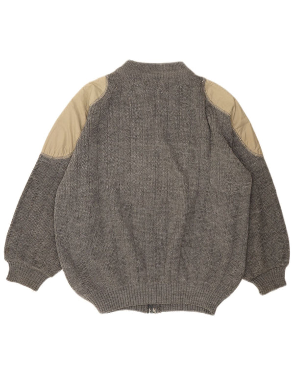 VINTAGE Suéter cárdigan para mujer Reino Unido 18 XL Bloque de color gris