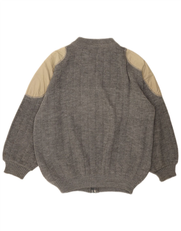 VINTAGE Suéter cárdigan para mujer Reino Unido 18 XL Bloque de color gris