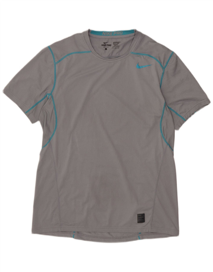 NIKE Camiseta Dri Fit para Hombre Top Grande Gris Cuadros Poliéster