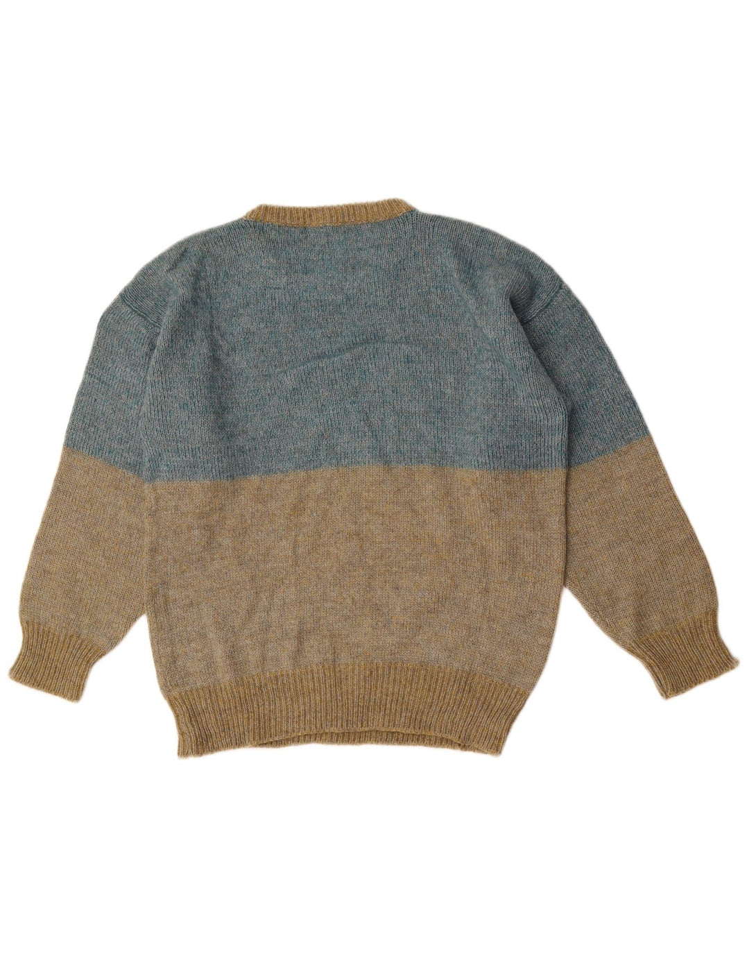 Jersey vintage con cuello redondo y gráfico para hombre, color azul medio