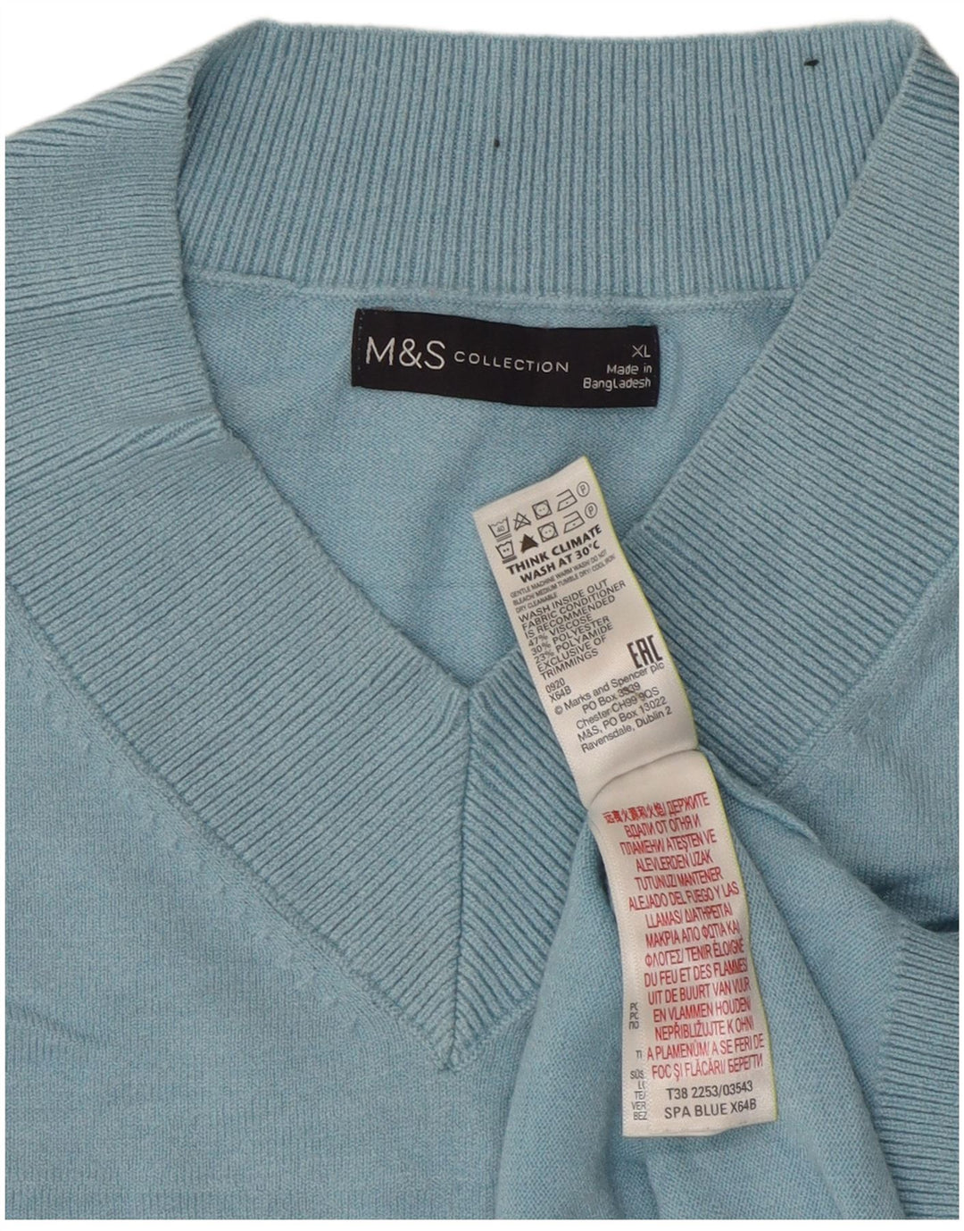 Marks & Spencer Jersey extragrande con cuello en V para mujer UK 40 XL Azul