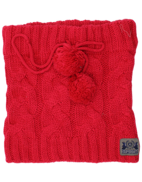 Superdry Mujer Knit Snood Bufanda Talla Única Rosa Acrílico Invierno
