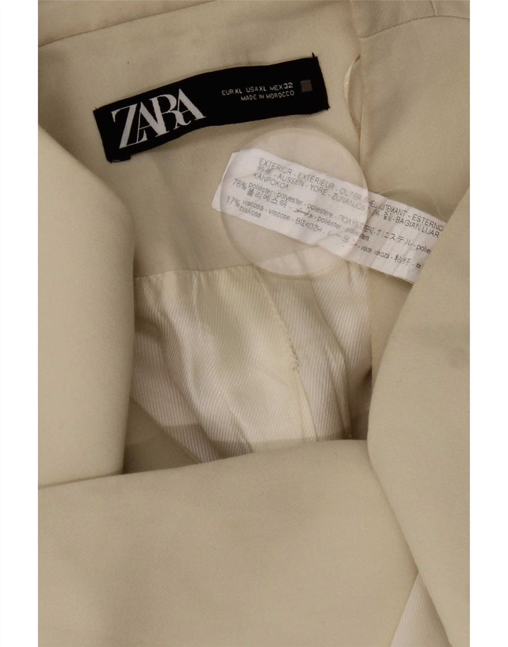 Zara Mujer Blazer Chaqueta ES 40 XL Poliéster Beige