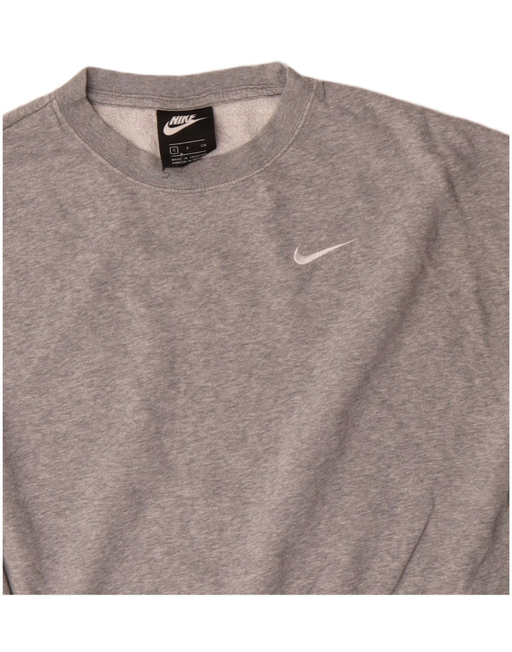 NIKE Mujer Oversize Crop Sudadera Jumper UK 10 Small Gris Algodón