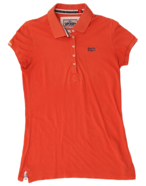 Superdry Polo Mujer UK 44 Grande Algodón Rojo