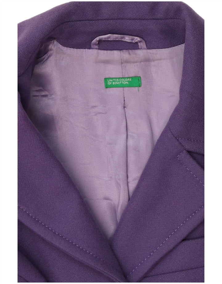 Benetton Chaqueta Americana Larga De 3 Botones Para Mujer UK 42 Mediana Púrpura