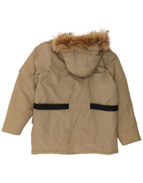 Machu Picchu Chaqueta Parka con Capucha para Hombre UK 42 XL Caqui Nylon