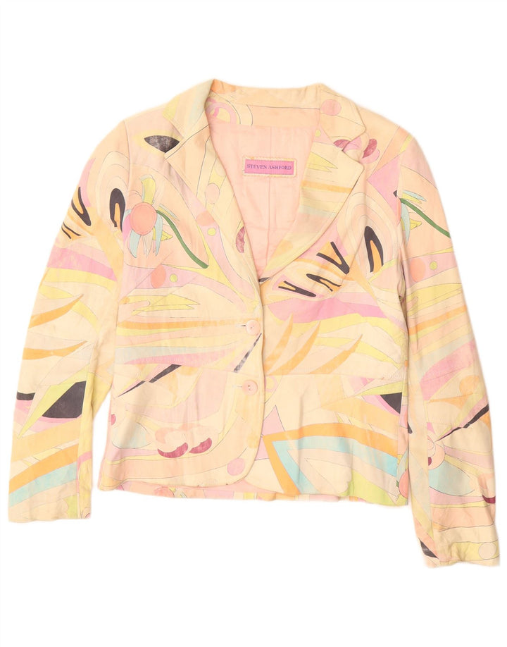 Vintage mujer patrón abstracto Blazer chaqueta IT 46 grande multicolor