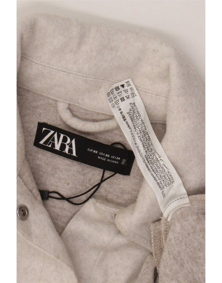 Zara Mujer Chaqueta Shacket UK 6 XS Beige Poliéster