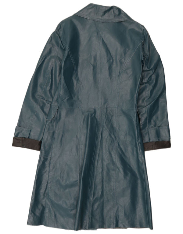 Abrigo de cuero vintage para mujer IT 40 Pequeño bloque de color azul
