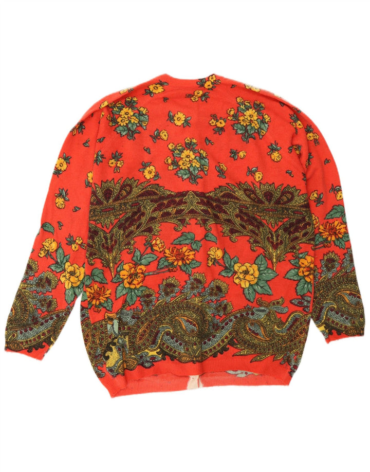Vintage mujer Cardigan suéter IT 44 Medio Rojo Floral