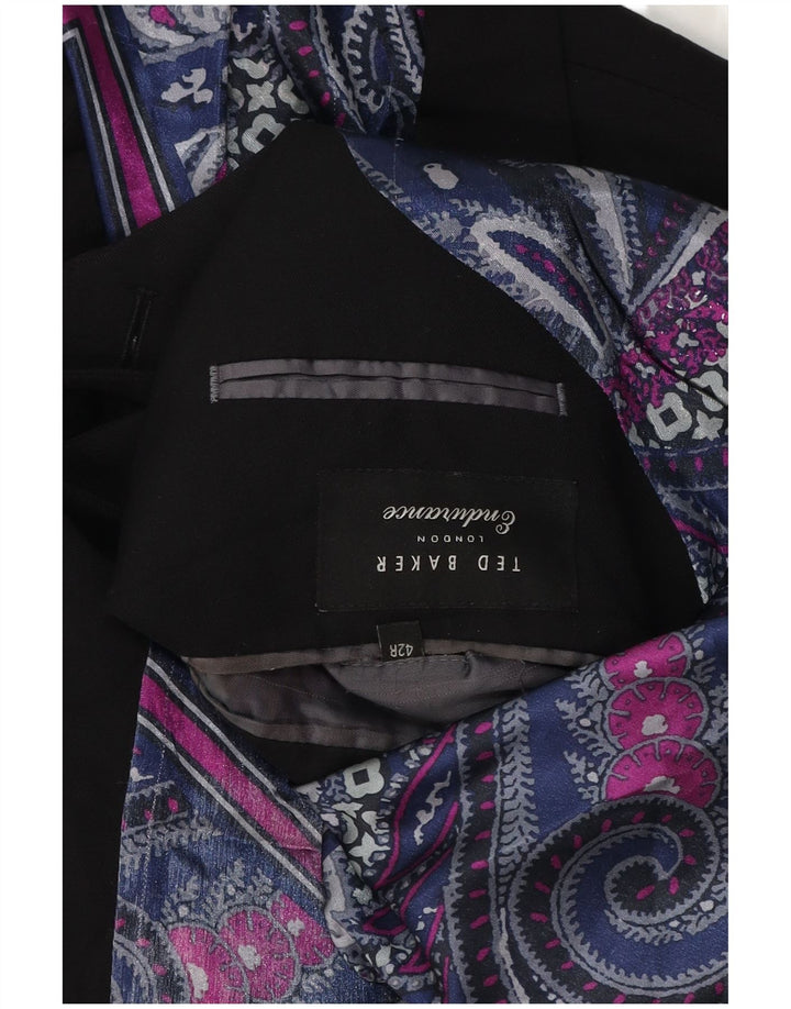 TED BAKER Chaqueta tipo blazer de 2 botones para hombre UK 42 XL Lana negra