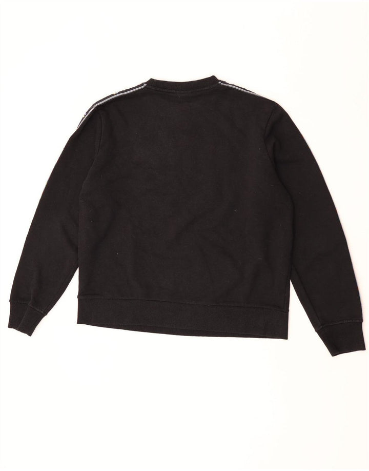 Ellesse Mujer Gráfico Sudadera De Gran Tamaño Jersey UK 10 Small Negro