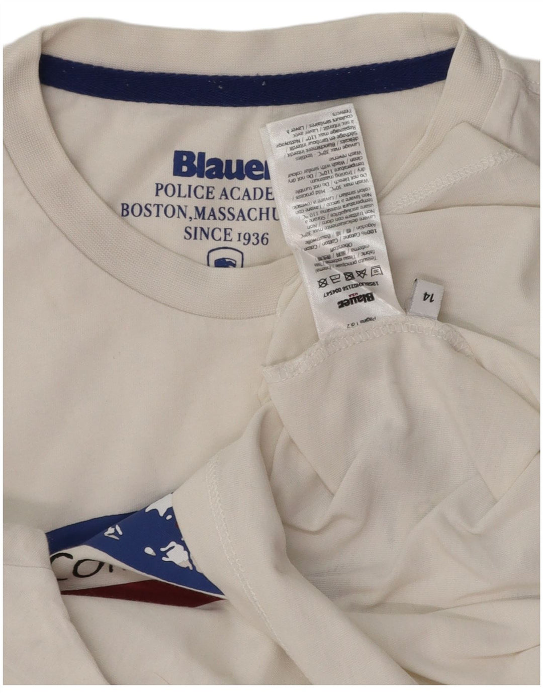 BLAUER Camiseta gráfica para niño 13-14 años Blanco Algodón
