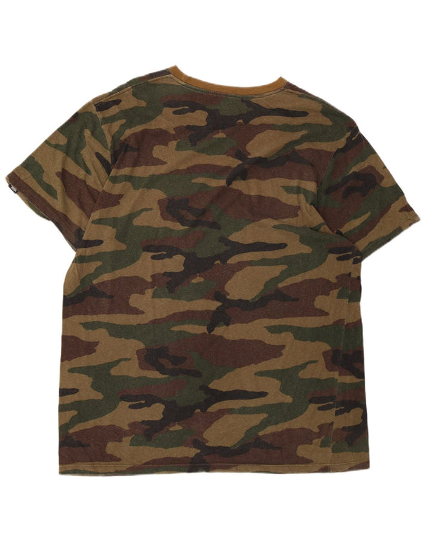 Vans Camiseta con gráfico de ajuste personalizado para hombre Top grande de algodón de camuflaje caqui