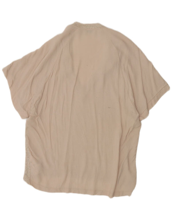 Zara Mujer Top Túnica Extragrande UK 10 Small Beige Poliéster